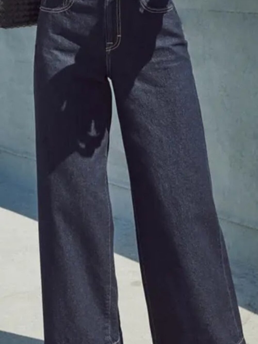 Dark Wash Wide Leg Trouser Jeans โ Size 12 โ High Rise โ Stretch - Picture 3 of 9